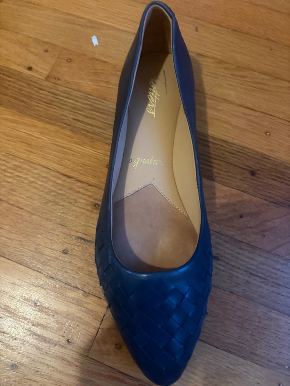 Trotters Signature Navy Blue Woven Leather Pointed Toe Flats - Size 7.5